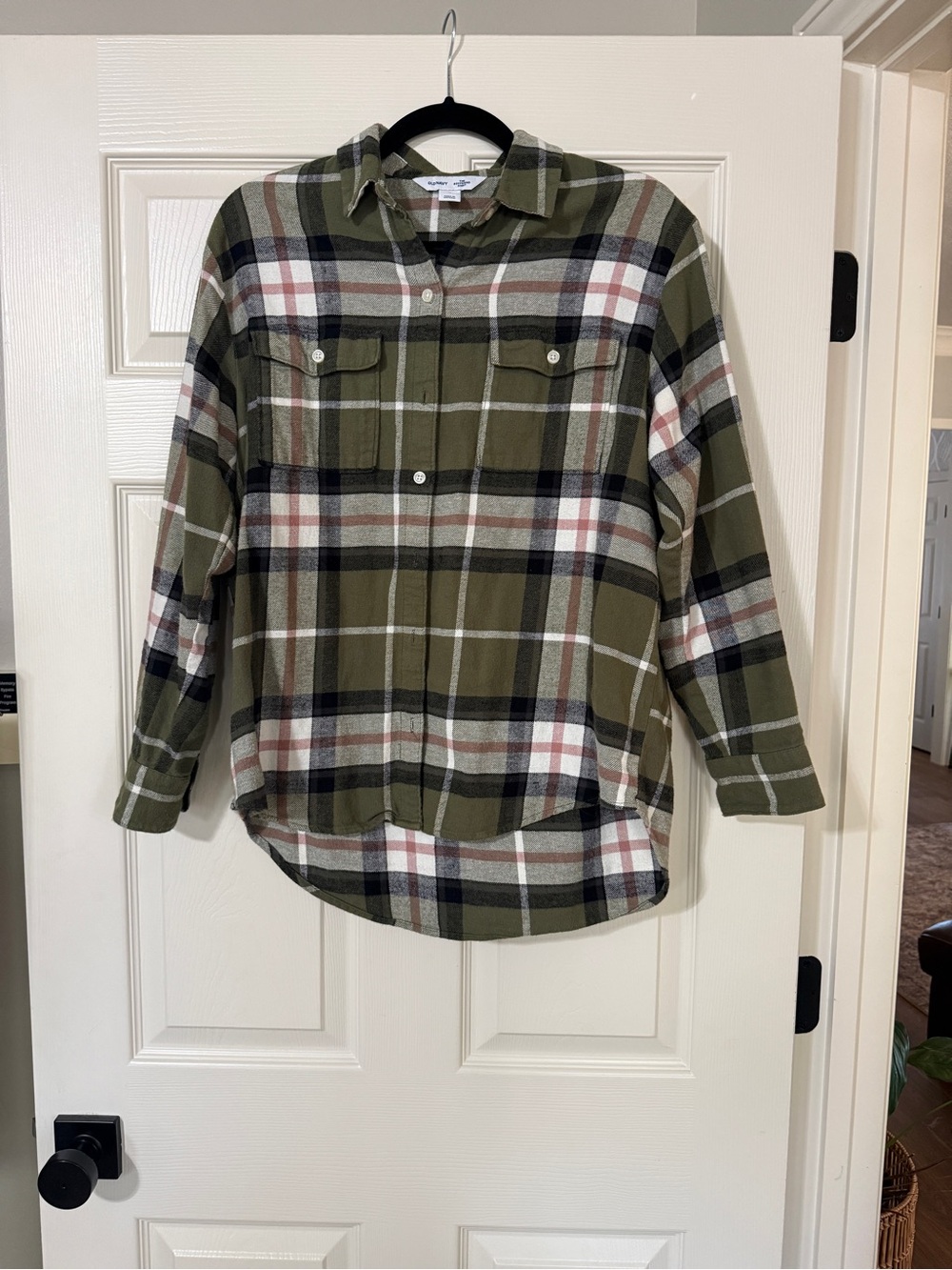 Old Navy Olive Green Plaid Button-Down Shirt